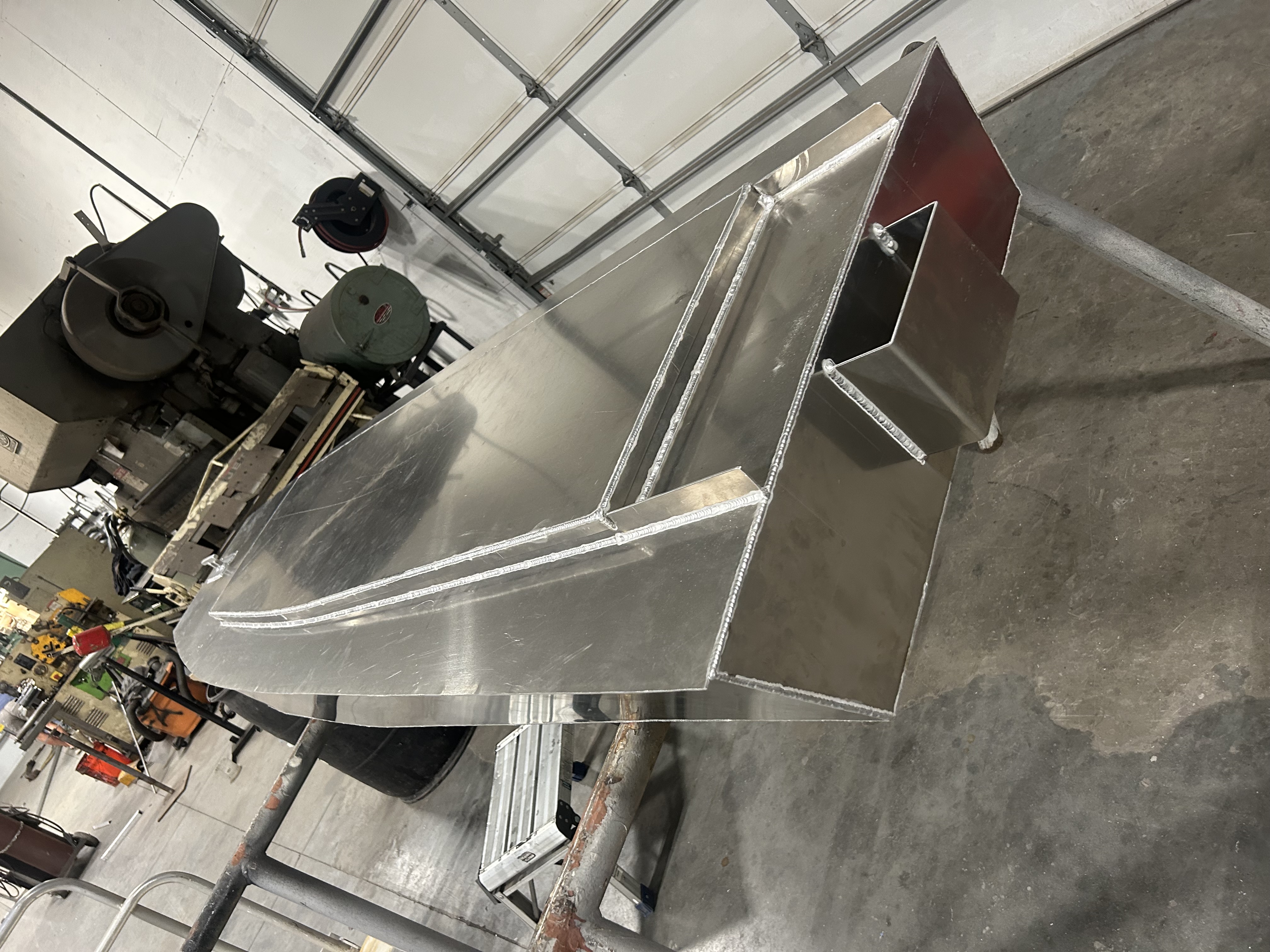 Aluminum hull fabrication in progress
